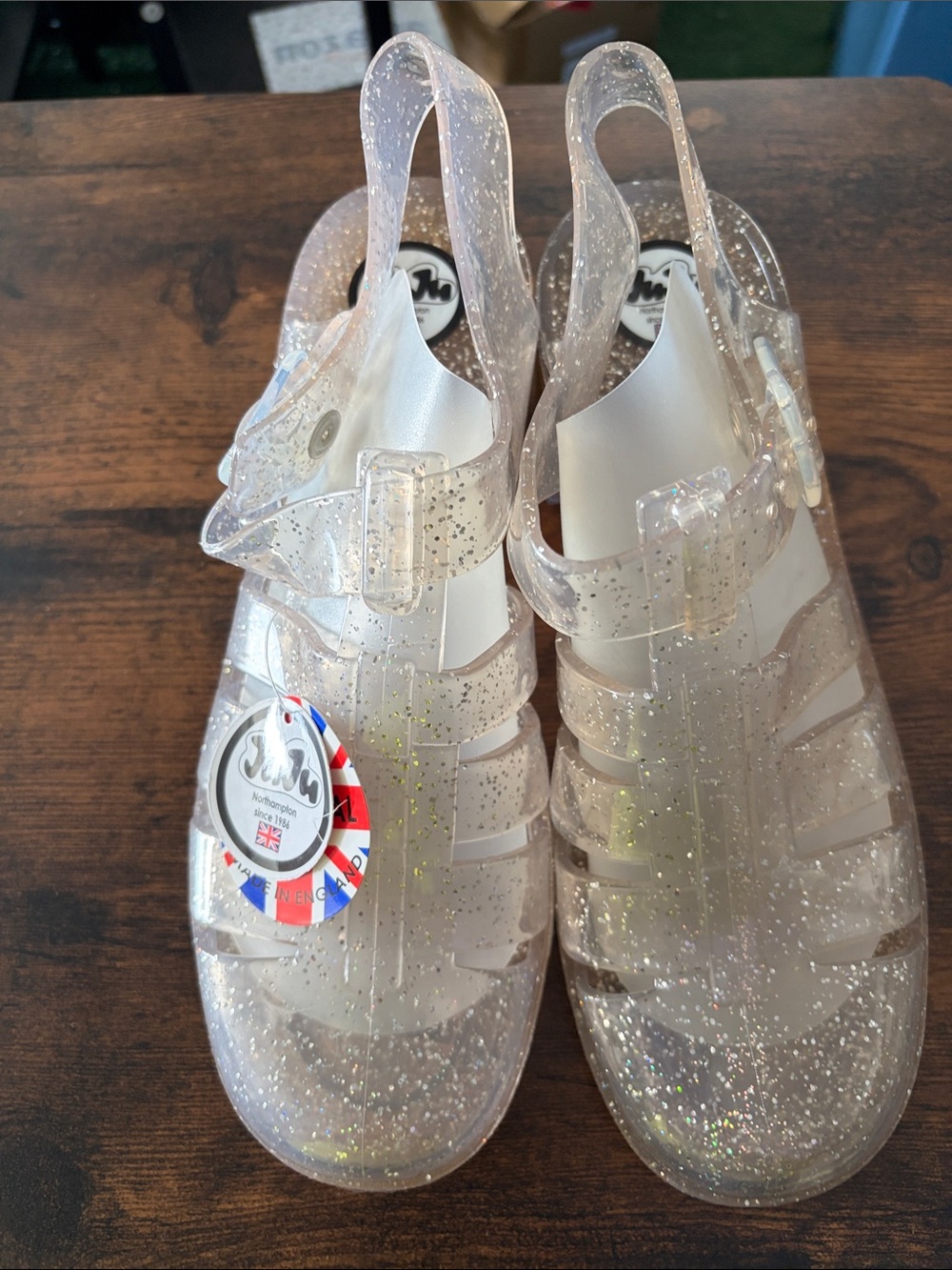 JuJu Clear Glitter Jelly Sandals